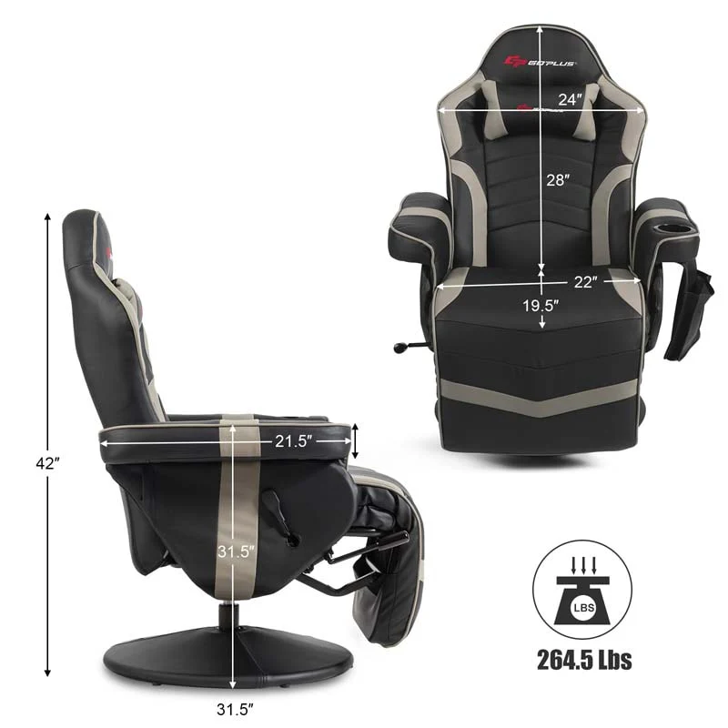 Pu Leather Massage Gaming Chair Ergonomic High Back Racing Style Gaming Recliner With Adjustable Backrest Amp Footrest Cup Holder Side Pouch - Comfortable And Ergonomic Design