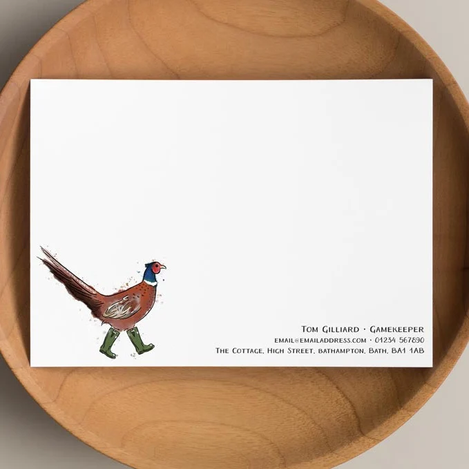 Country Pheasant in Wellies Note Cards