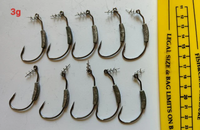 Weighted Weedless Hooks  jig head for soft plastic lures 1/0,2/0,4/0