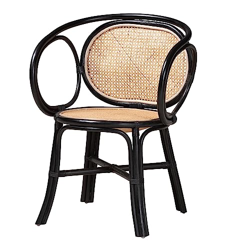 Baxton Studio Palesa Sedia da Pranzo, Rattan, Nero/Marrone Naturale, Taglia Unica : Amazon.it: Casa e cucina