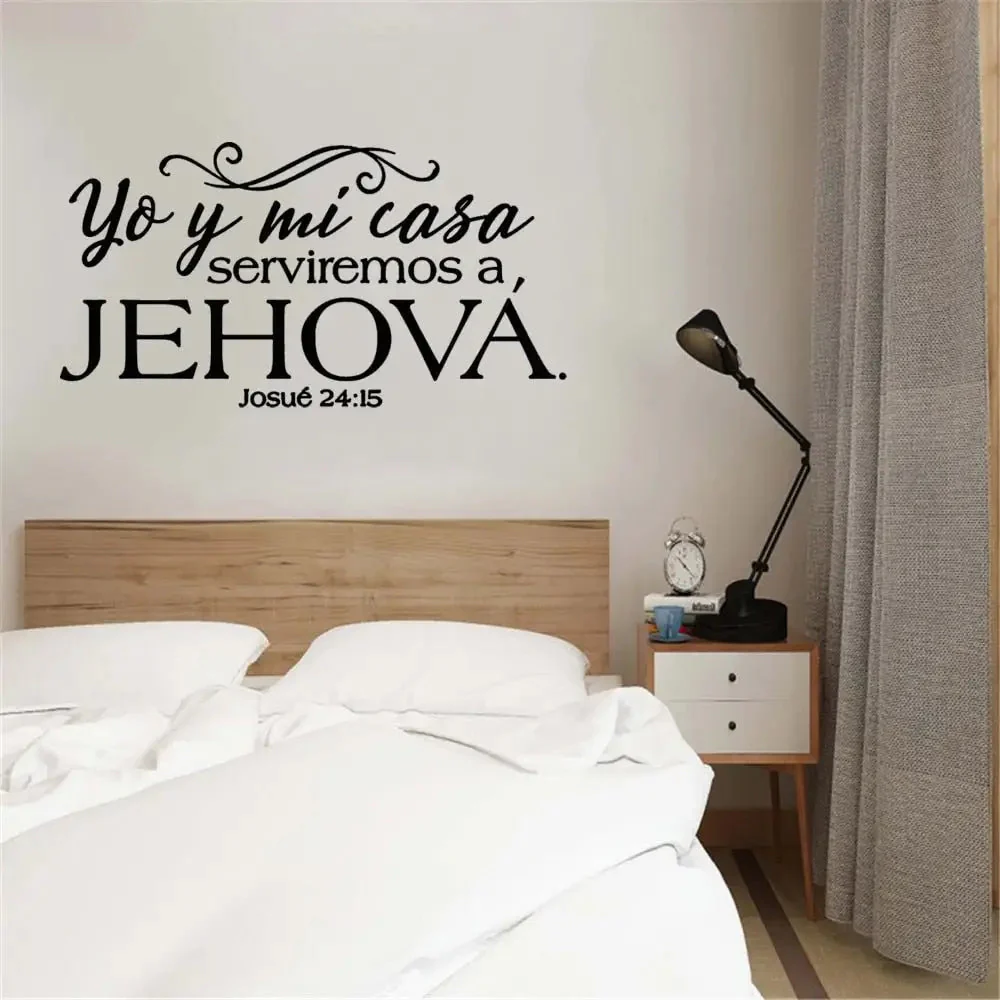 Josue 24:15 Spanish Bible Verse Family Wall Sticker | Christian Scripture Art | Decor for Bedroom Bathroom Kitchen Living Room