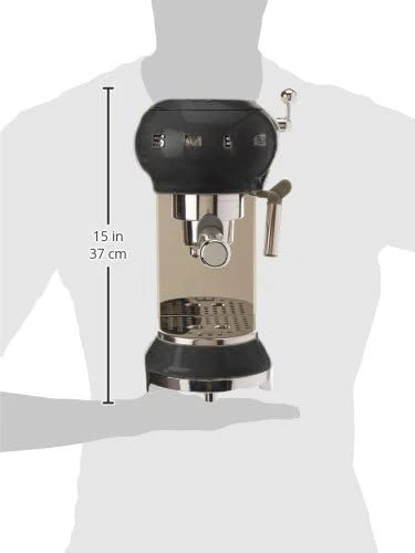 Smeg, ECF01WHEU Manual Espresso -Maschine, Cappuccino -System, Thermoblock, große Tassengehäuse und Doppelkaffeefunktion, 1 l Wassertank, kompakte Abmessungen, 1350W, Weiß