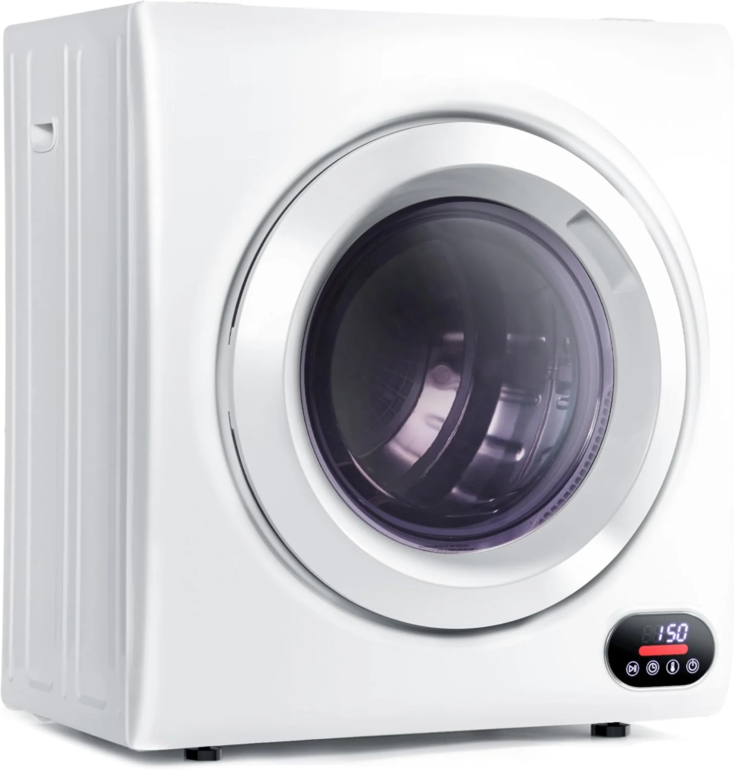 Compact Laundry Dryer, 3.5 cu ft Front Load Stainless Steel Clothes Dryers With Exhaust Pipe, 1500W, LCD Control Panel Four-Function Portable Dryer For Apartments, Home, Dorm, White