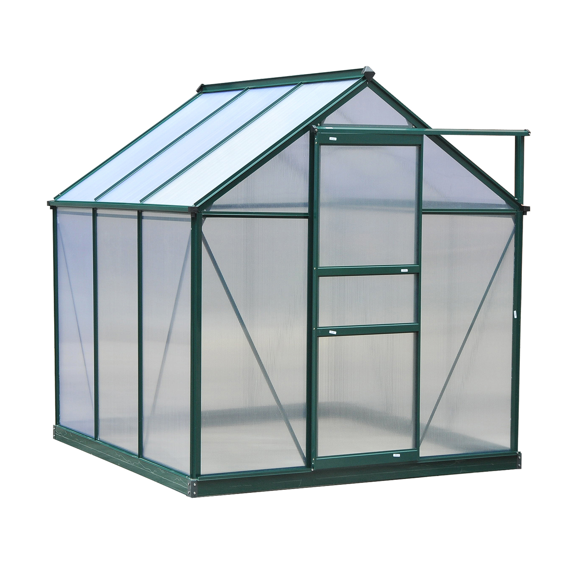Outsunny aluminium kas met dakraam deur 190 x 192 x 201 cm, groen + transparant