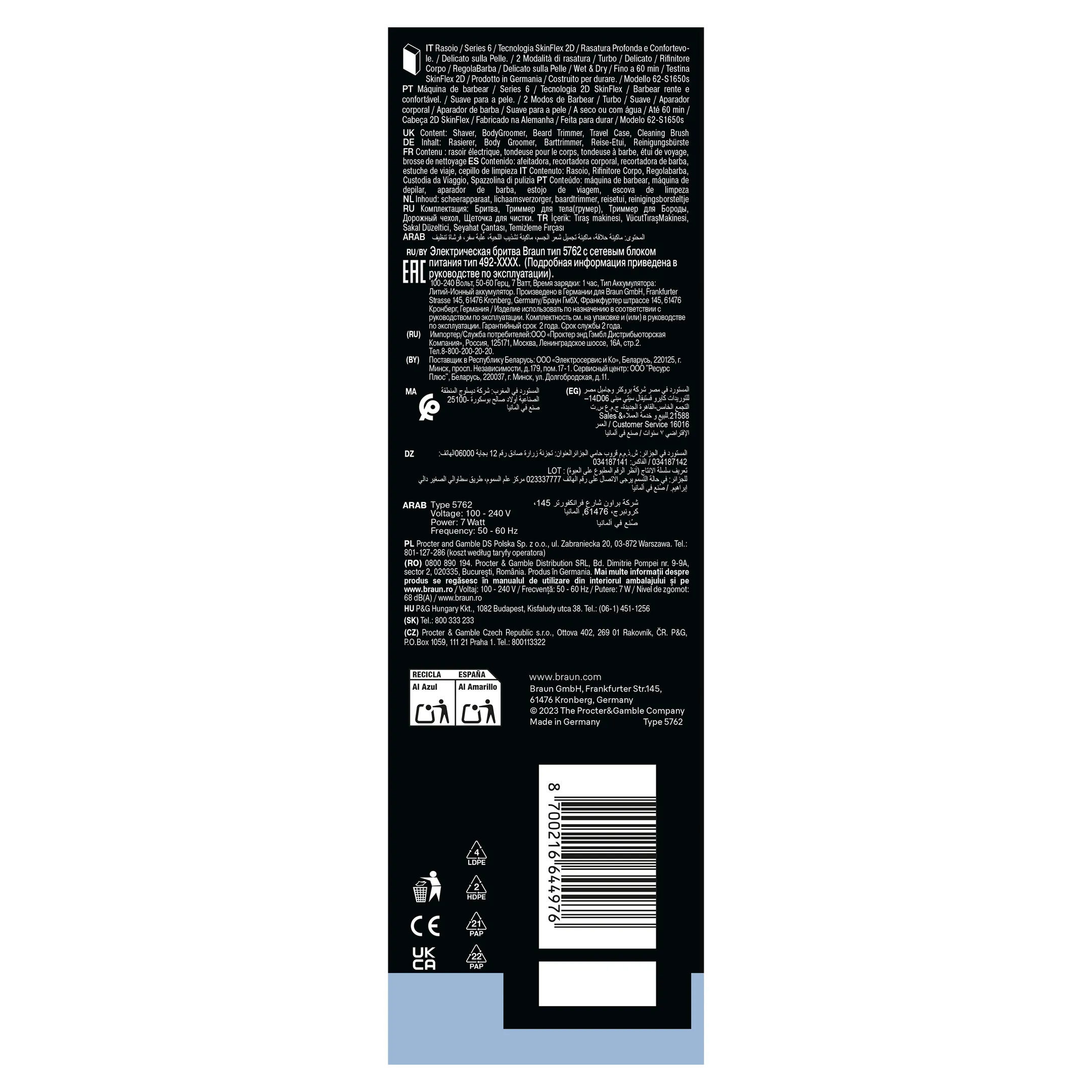 Braun Elektrisch scheerapparaat Series 6 62-S1650s