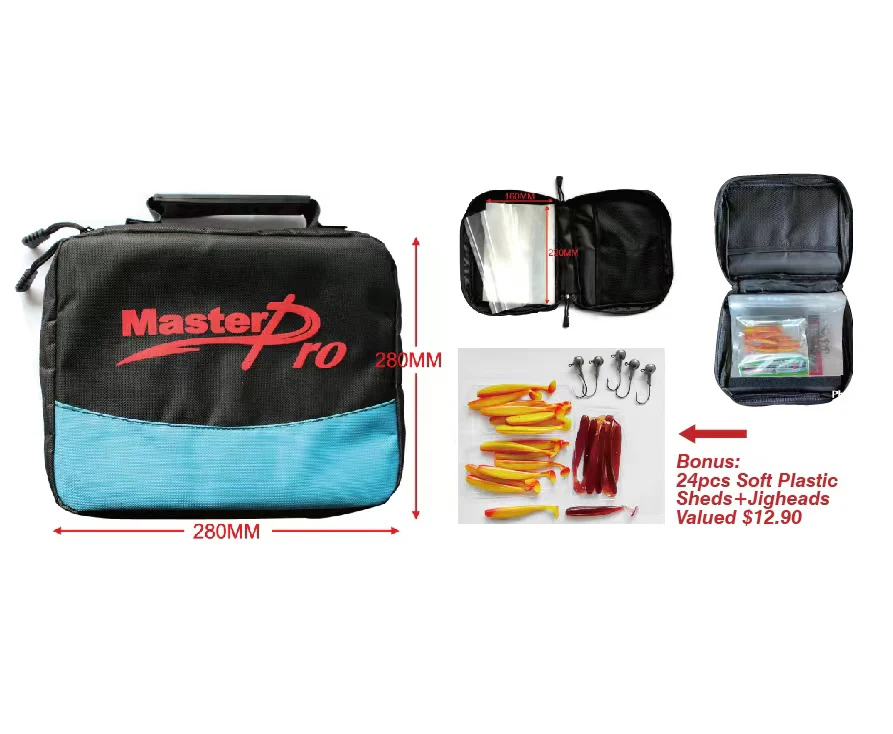 Fishing Soft Plastic Wallet + Soft Plastic Bundle Kit A Fishing Tackle Hooks