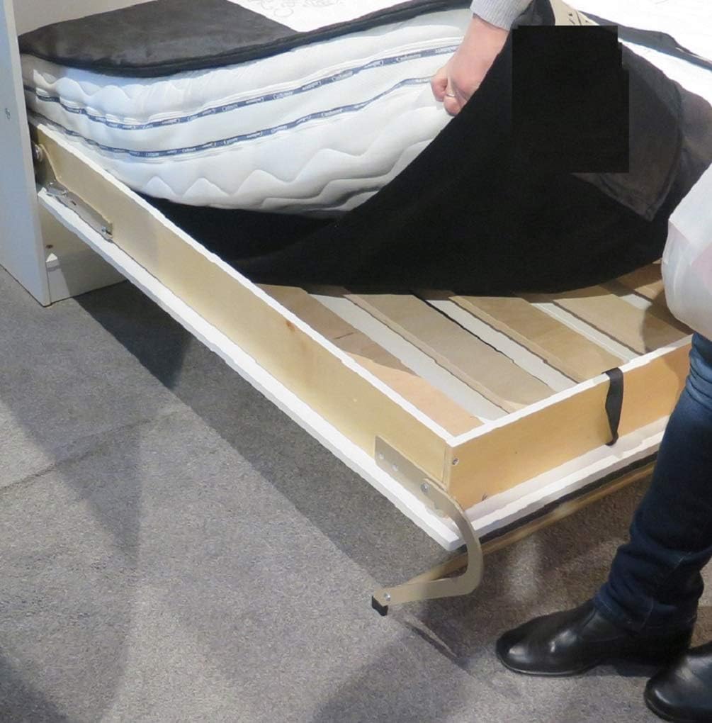Schrankbett Wandbett Wandklappbett vertikal VB 140x200 mit Lattenrost und 2 Schränken weiß, Eiche Sonoma Lancelot schwarz Schlafzimmer Set neu (Weiß Hochglanz (Fronten))