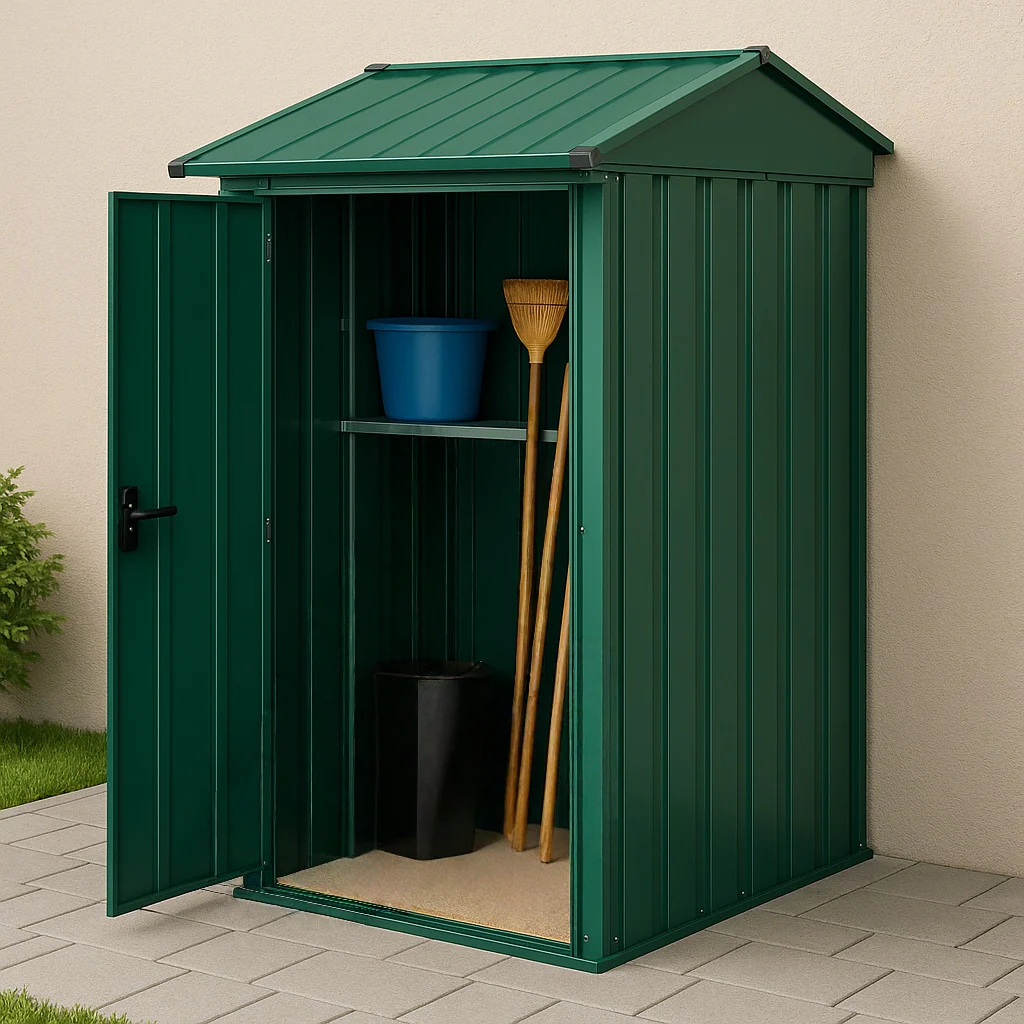 Grnt galvaniseret stl udendrs redskabsskur/skab til haven, 88x88x161 cm