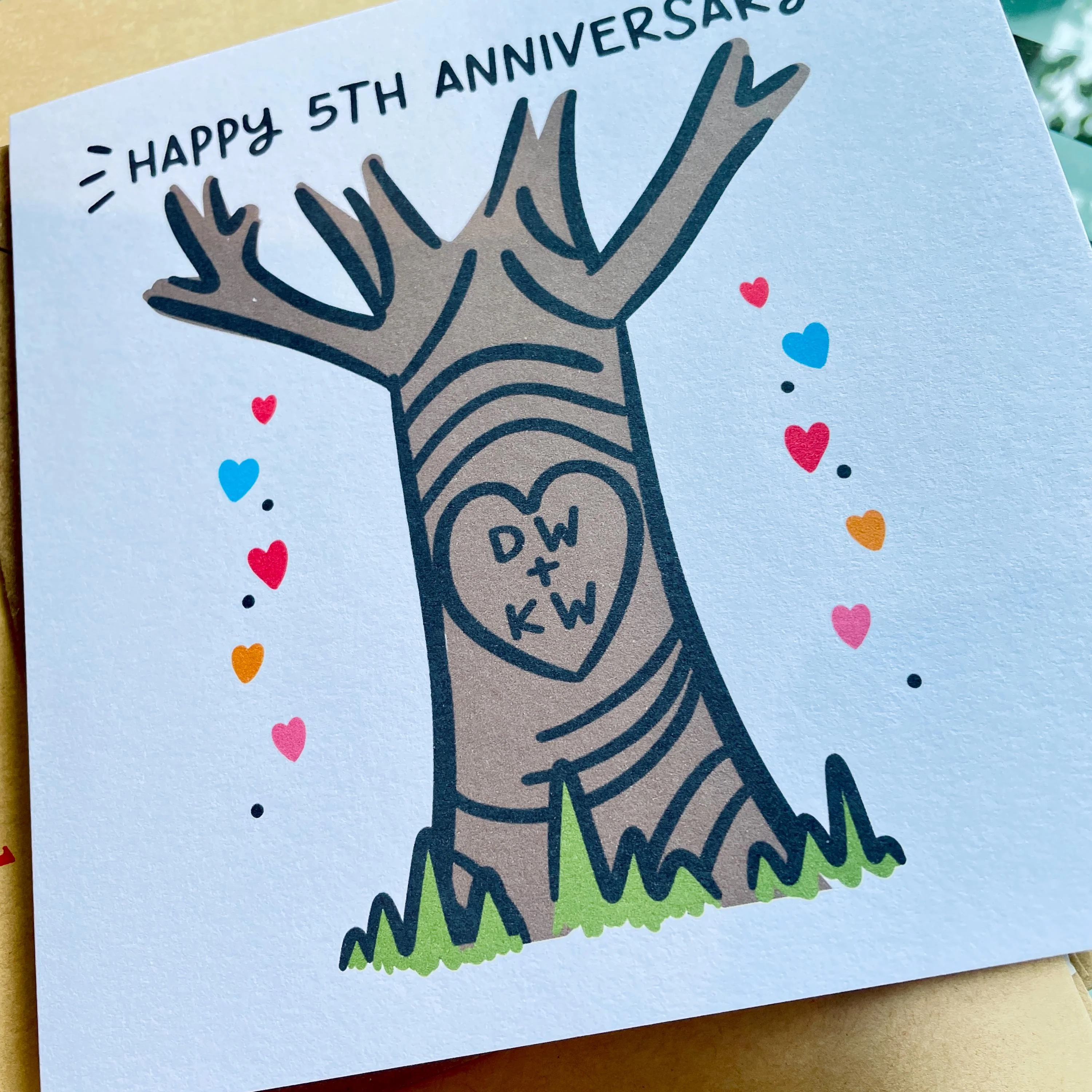 5th Anniversary Card ? Personalised Happy 5th Anniversary Card ? 5th Anniversary Card For Them ? Wood Anniversary