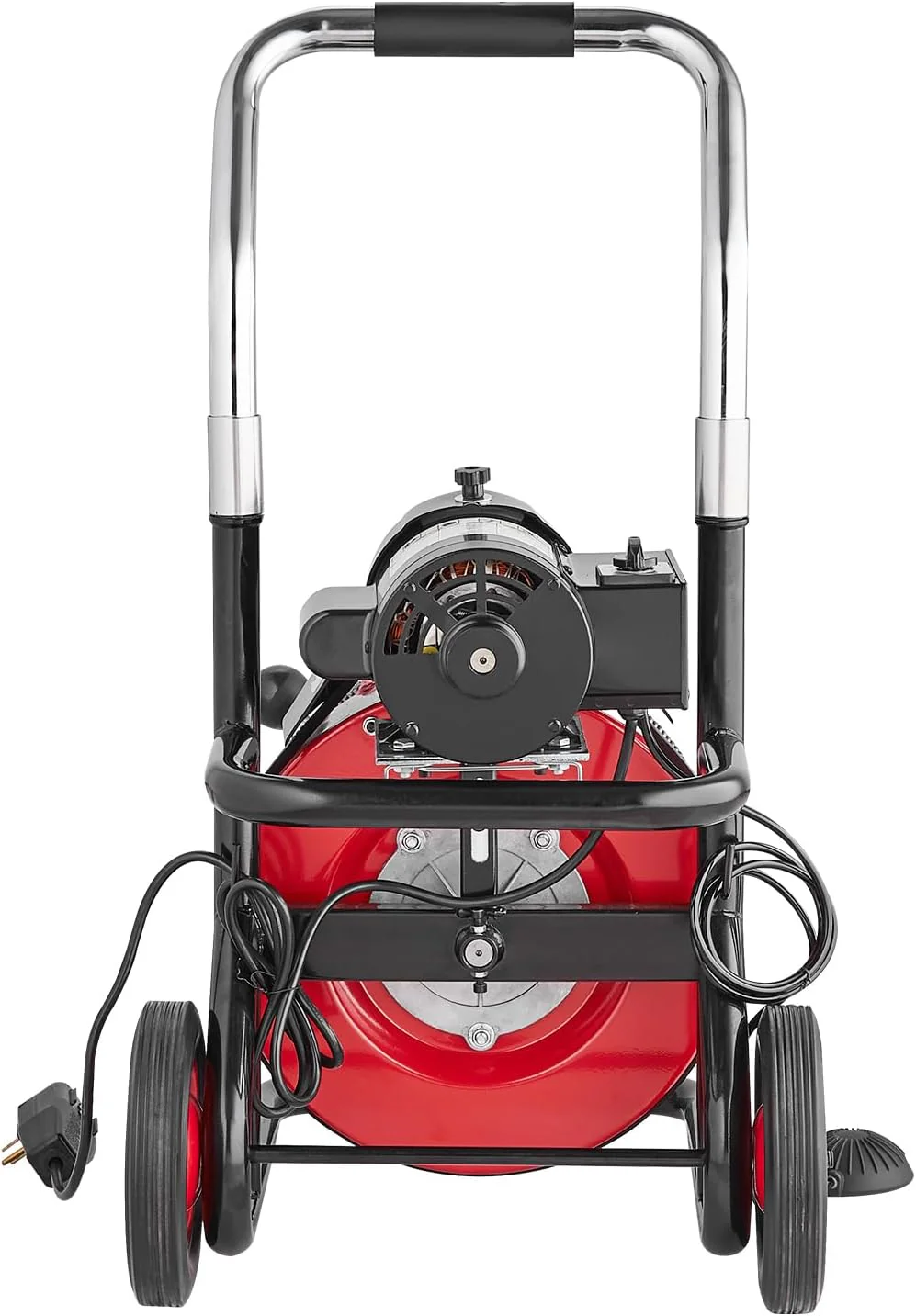 Drain Cleaner Machine 100FT x 1/2 Inch, Auto Feed Sewer Snake Auger on Wheels, 550W Portable Drain Cleaning Machine with 8 Cutters & Air-activated Foot Switch for 2