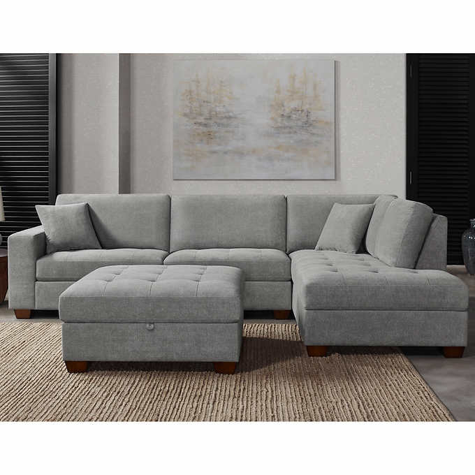 Thomasville Miles Fabric Sectional with Storage Ottoman