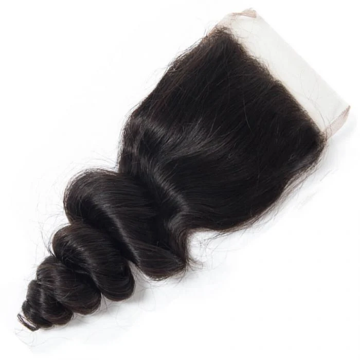 Brazilian Hair 4x4 Lace Closure Loose Wave 100% Virgin Remy Hair Natural Color