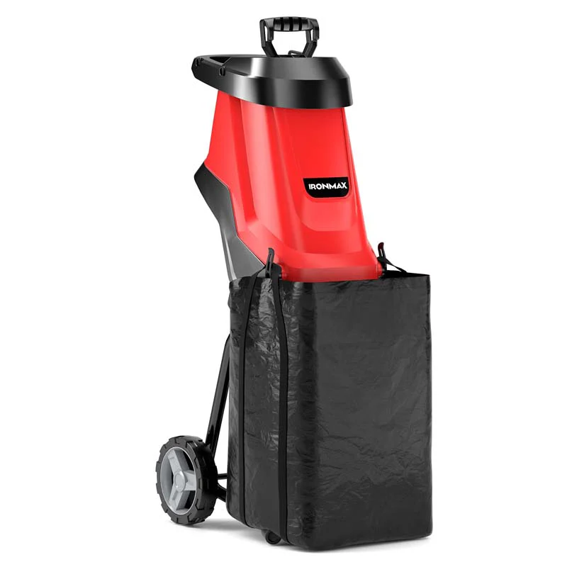 15-Amp Electric Wood Chipper and Shredder, Corded Leaf Mulcher with 15:1 Reduction, Safety Lock, 1.77
