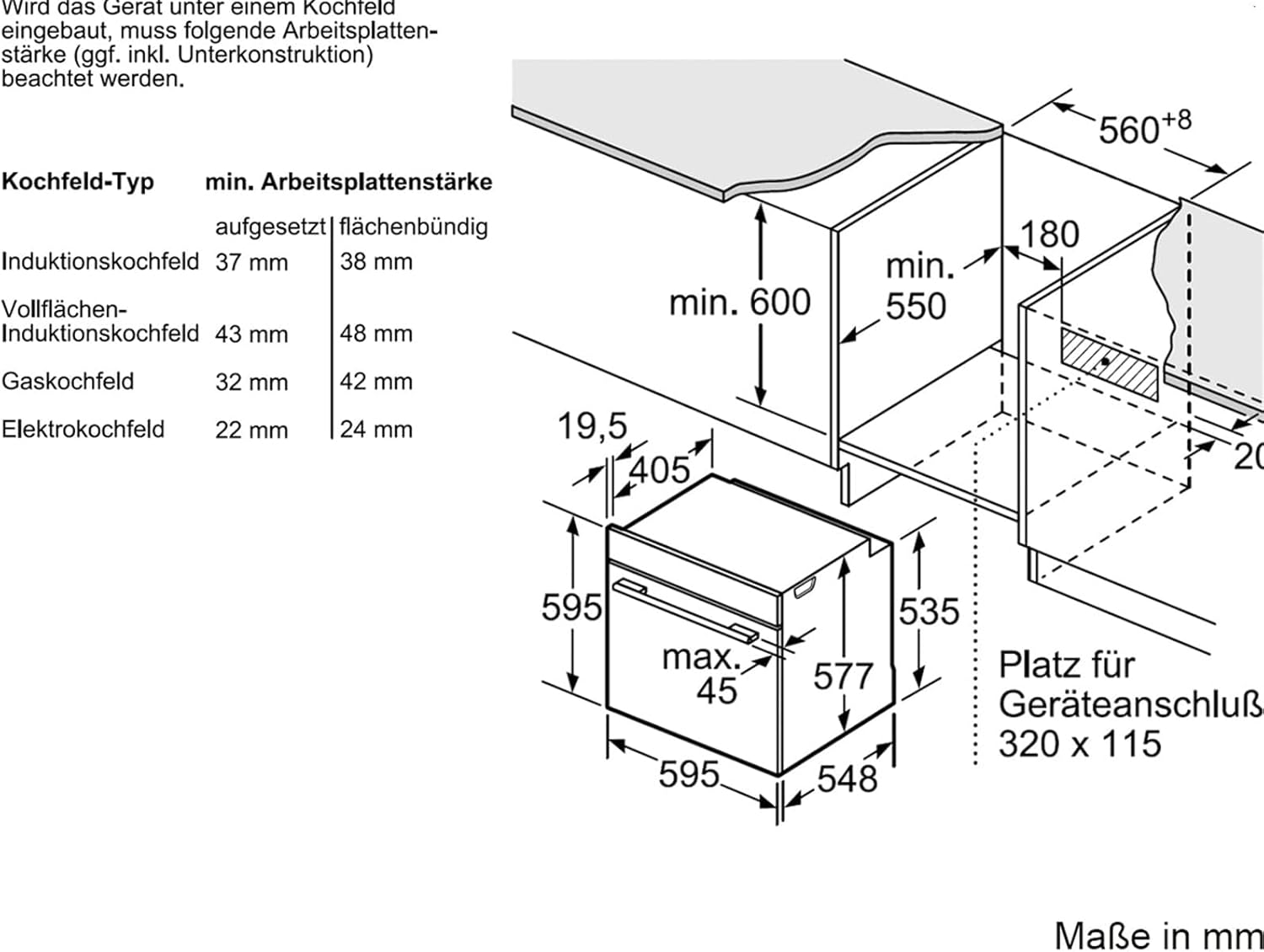 Bosch HMG7361B1, Serie 8 smarter Einbau-Backofen mit Mikrowellenfunktion, 60 x 60 cm, Made in Germany, Schwarz, Air Fry, Digitaler Bedienring, Touchdisplay, Automatikprogramme, Reinigungsunterstützung