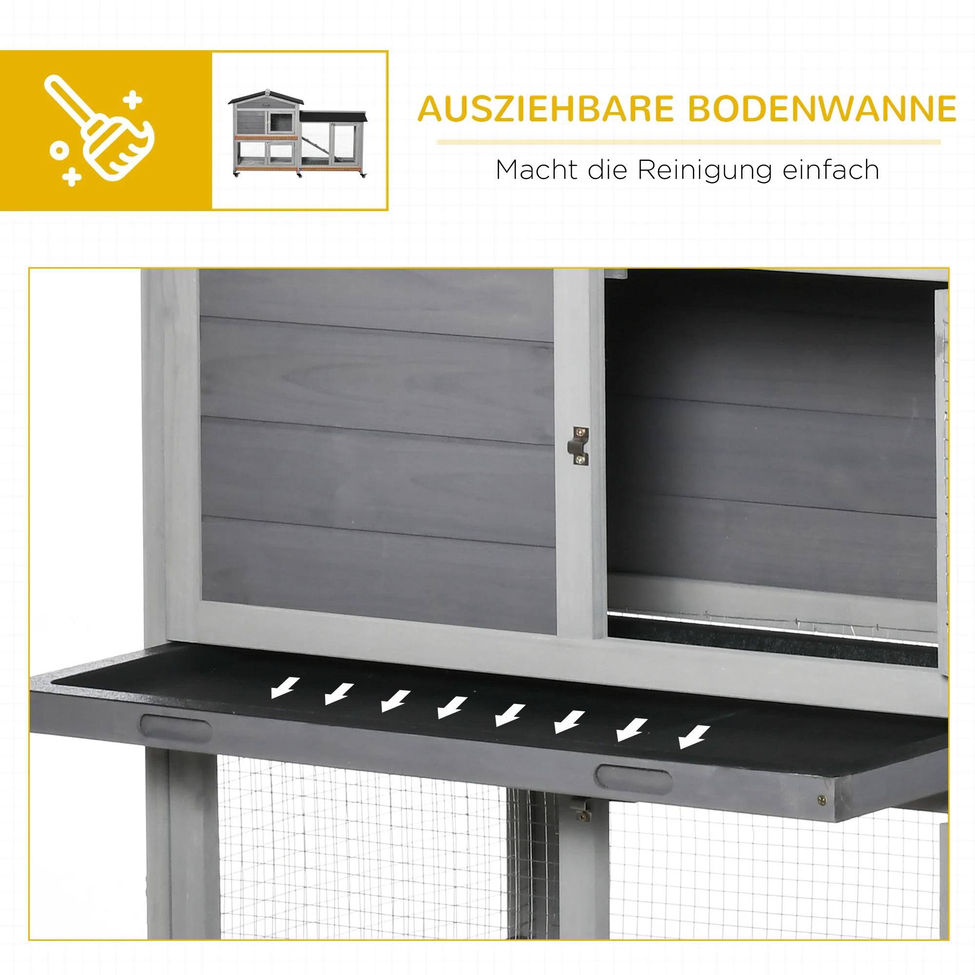 Pawhut konijnenhok in vurenhout 157cm x 53cm x 99.5cm