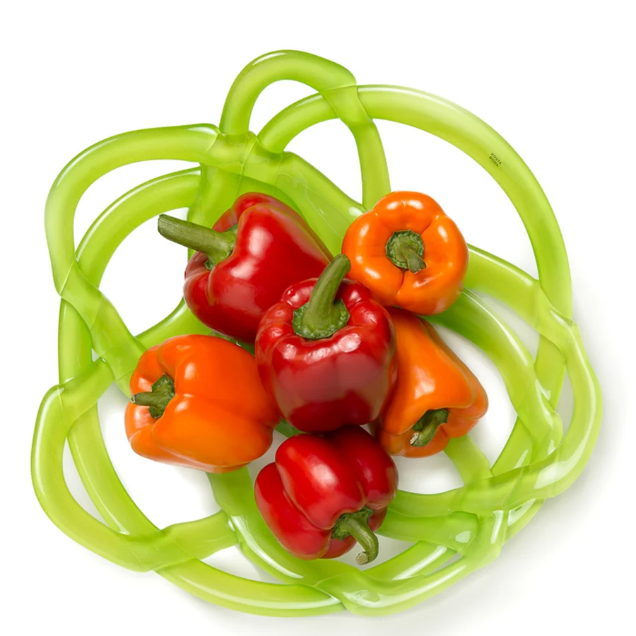 Green Glass Basket Bowl