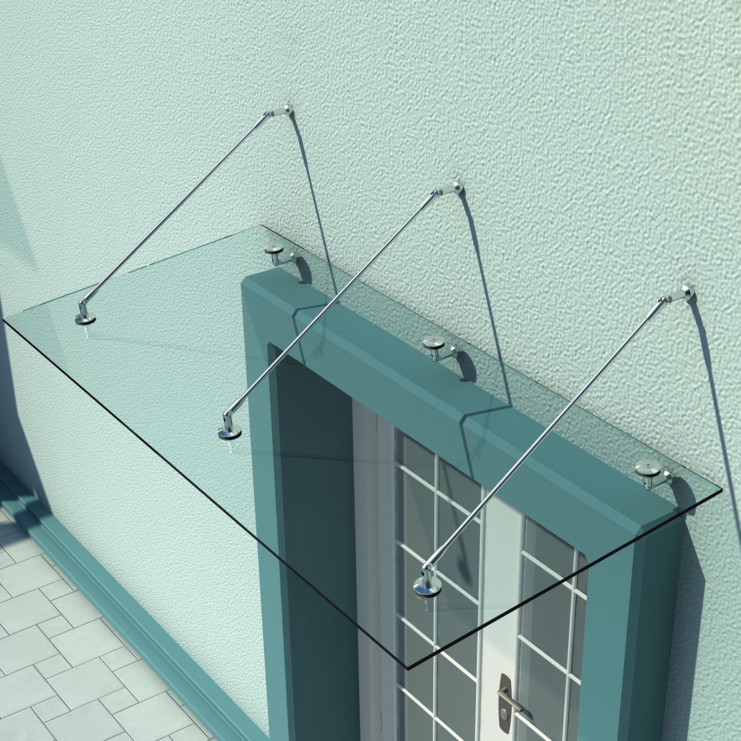 HOMCOM® luifel glazen luifel deur luifel veiligheidsglas roestvrij staal helder glas gelaagd veiligheidsglas VSG 304 200x90cm