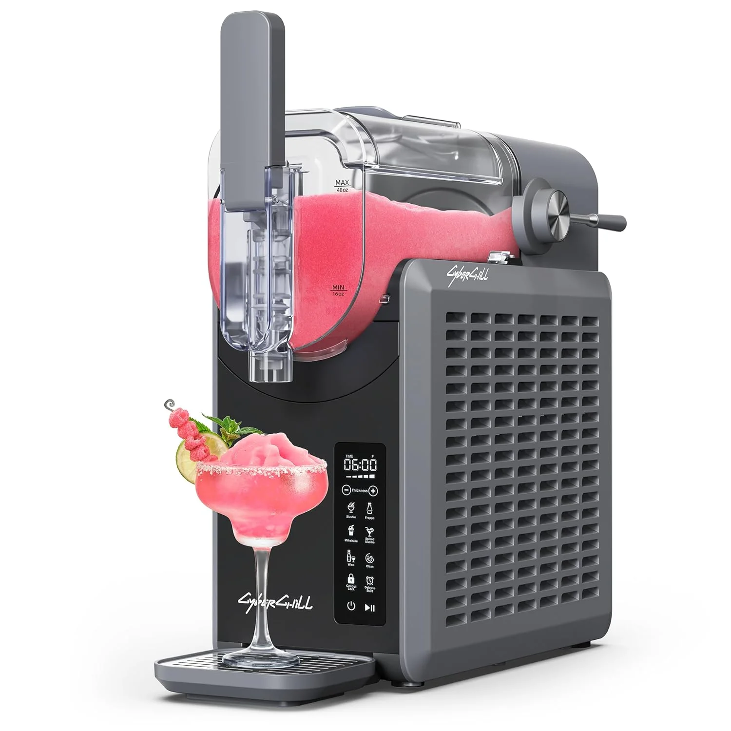 Slushie gép - Professzionális fagyasztottital-készítő, jégre nincs szükség - 2 literes (70 oz) Slushie gép otthoni használatra, LED kijelzővel - Egyérintéses foglalás és 6 előre beállított program fagyasztott margaritákhoz, frappékhoz és fagylalthoz