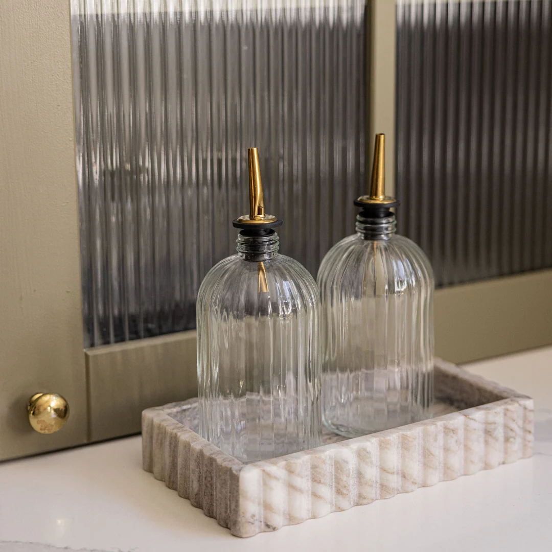 Scallop Olive Oil & Vinegar Glass Bottles