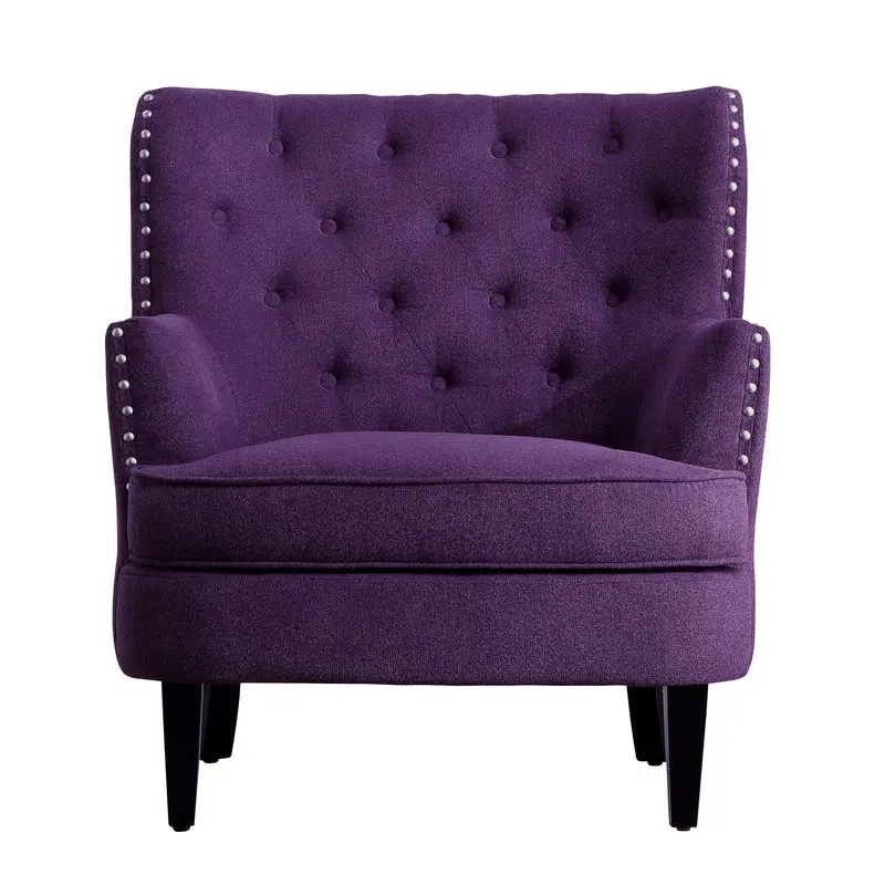 Moser Bay Mignon Velvet / Linen 30  Wide Tufted Wingback Accent Chair
