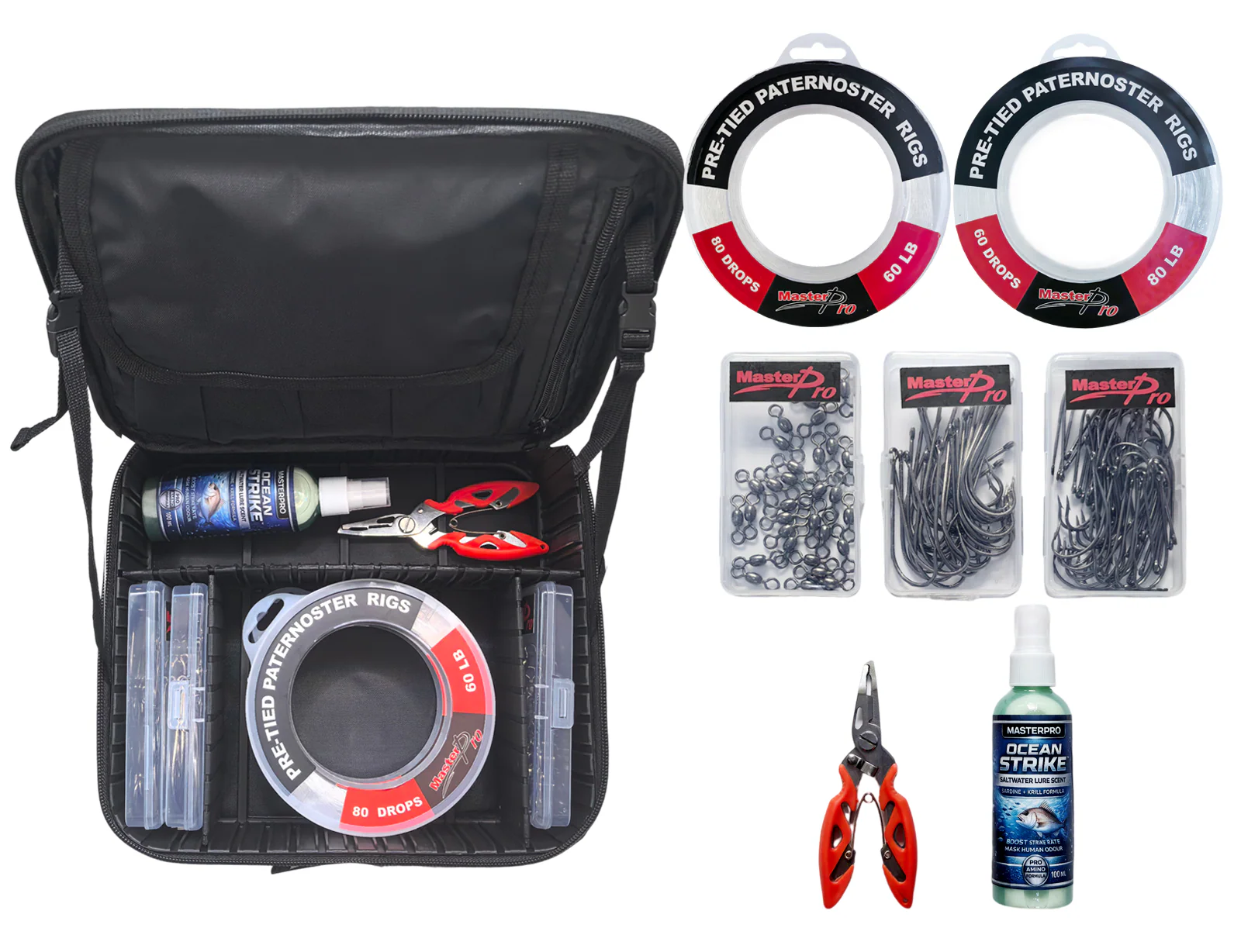 MASTERPRO 115PC Reef Rig Building Kit �?Ready to Fish + FREE Tackle Bag ($13.90 Value) Tackle Hooks