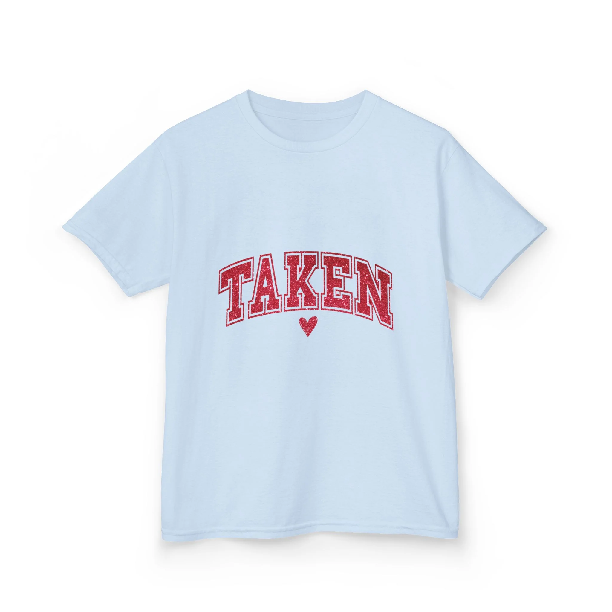 Taken Kids Tee | Red College Lettering, Small Heart