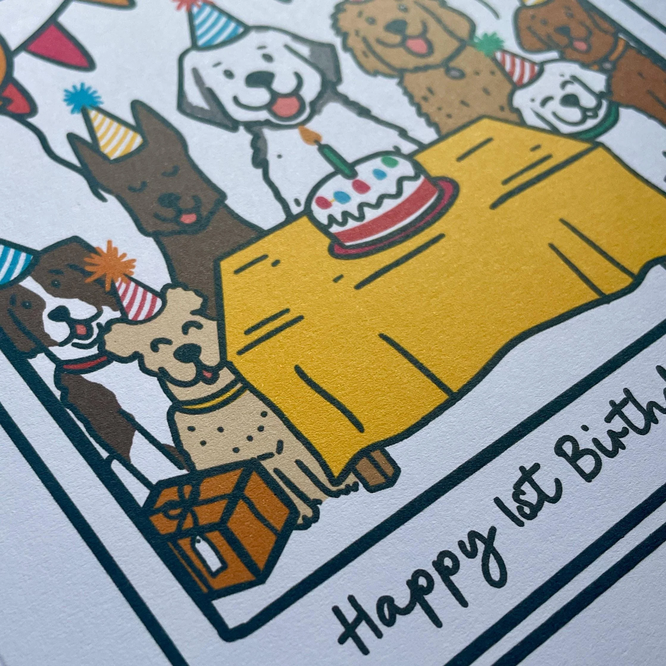 Dog Birthday Party Card: Personalised, with Kraft envelope