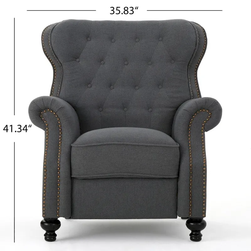 Walder Tufted Nailhead Fabric Recliner by Christopher Knight Home