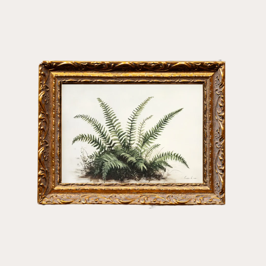 Vintage Fern | French Brass Inspired Gold Mould Framed Art