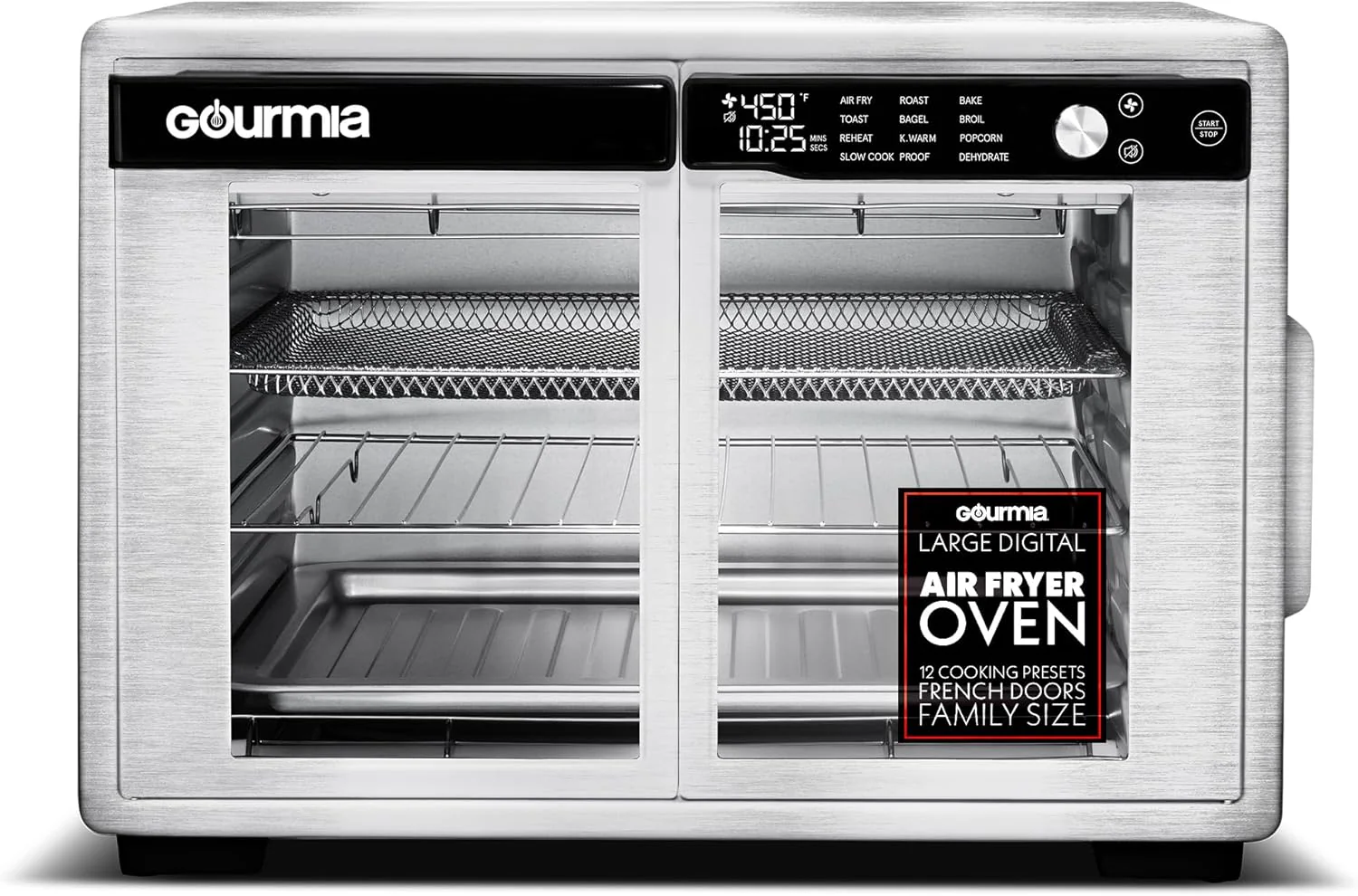Gourmia French Door Air Fryer Oven - 37 Qt Large Capacity Convection Toaster Oven