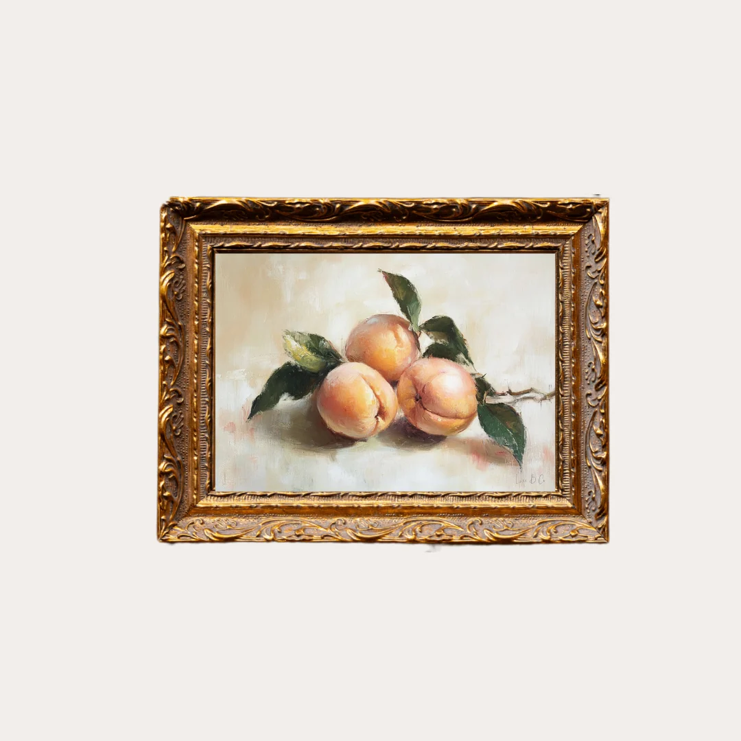 Watercolor Peach | French Brass Inspired Gold Mould Framed Art