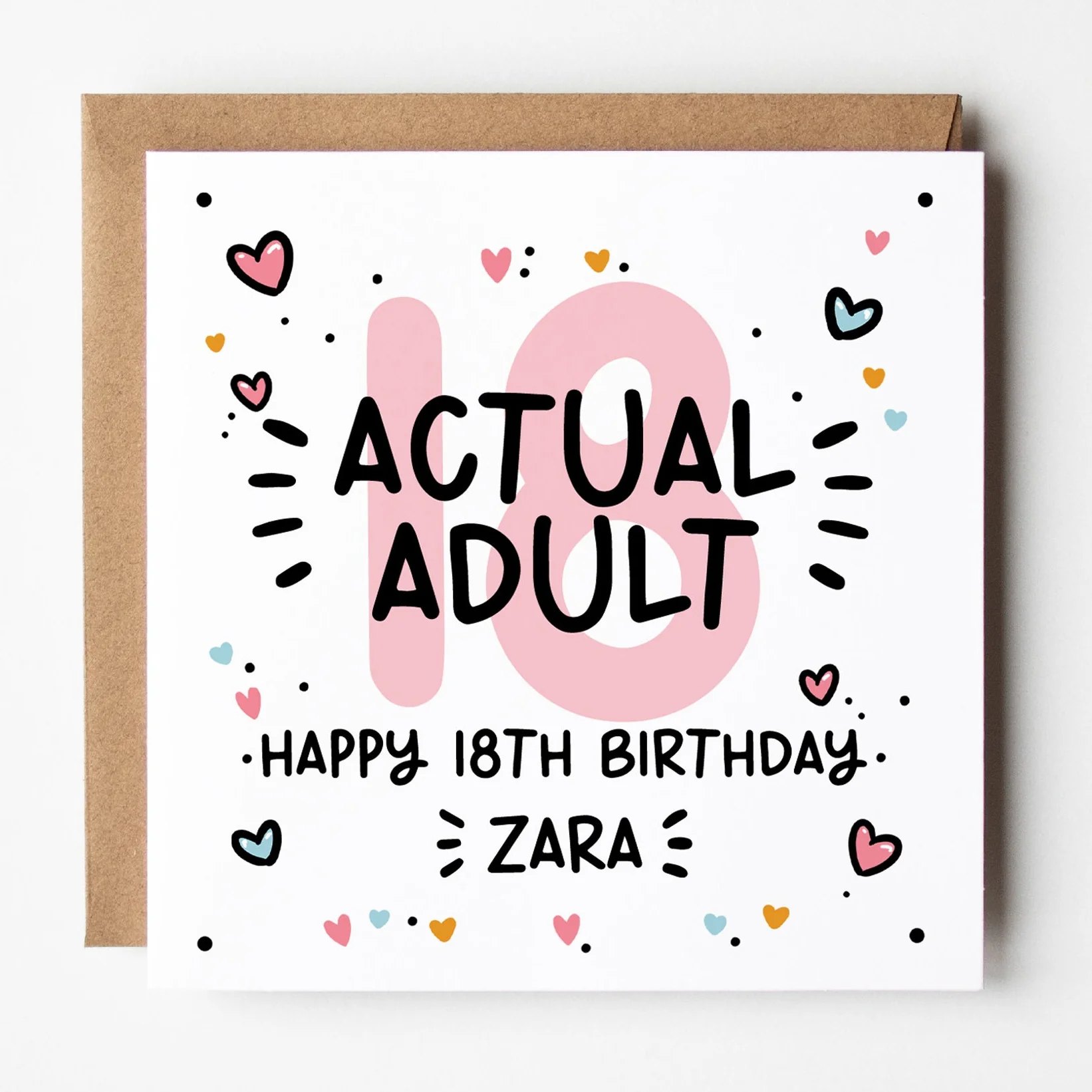 18th Birthday Card a?�� Personalised 18th Birthday Card For Girls a?�� Actual Adult 18th Birthday Card a?��