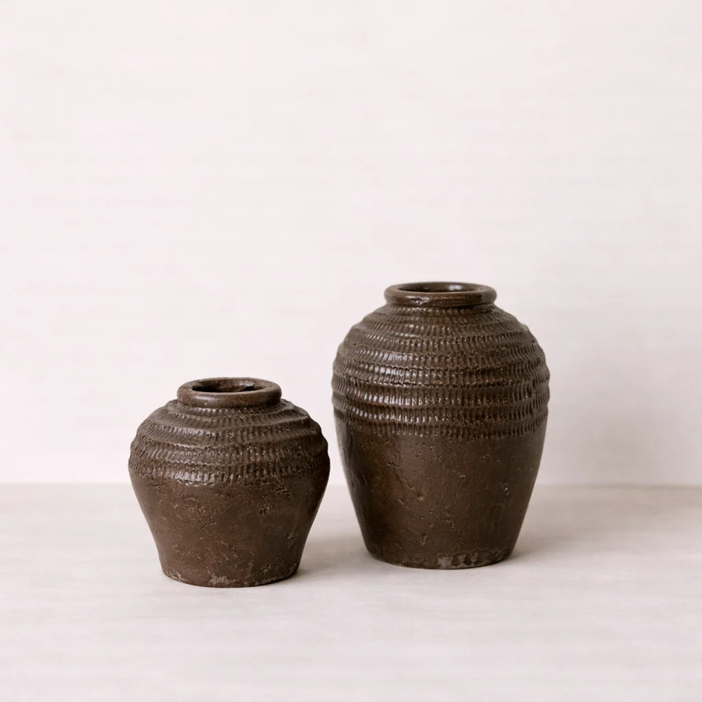 Brown Textured Ceramic Vase