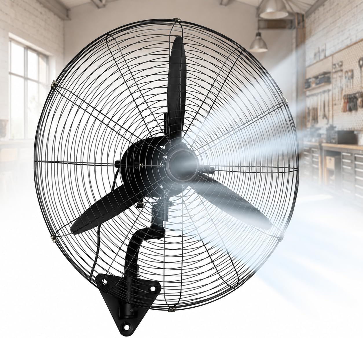 TsoLay Industrieller Wandventilator, Oszillierender Hochgeschwindigkeitsventilator, Robustes Metall, 3 Geschwindigkeiten, 120° Oszillation & 30° Einstellbar, Für Gewerbe, Wohnbereich, Garage