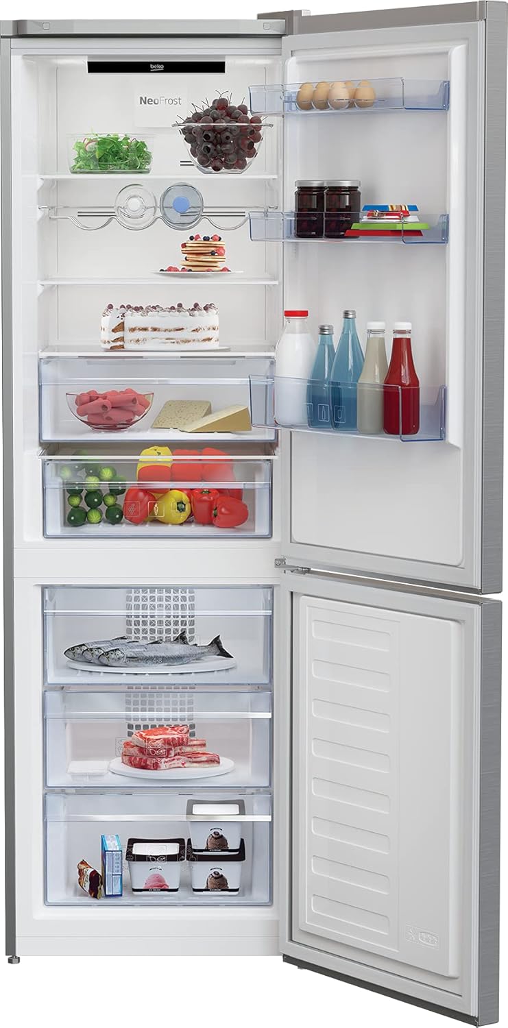 Beko RCNE366E70ZXBRN bPRO700 freistehende Kühl-/Gefrierkombination, großer Kühlschrank, 323 l Gesamtrauminhalt, HarvestFresh, NoFrost, leise, SmoothFit, 0°C-Zone, Dark Inox