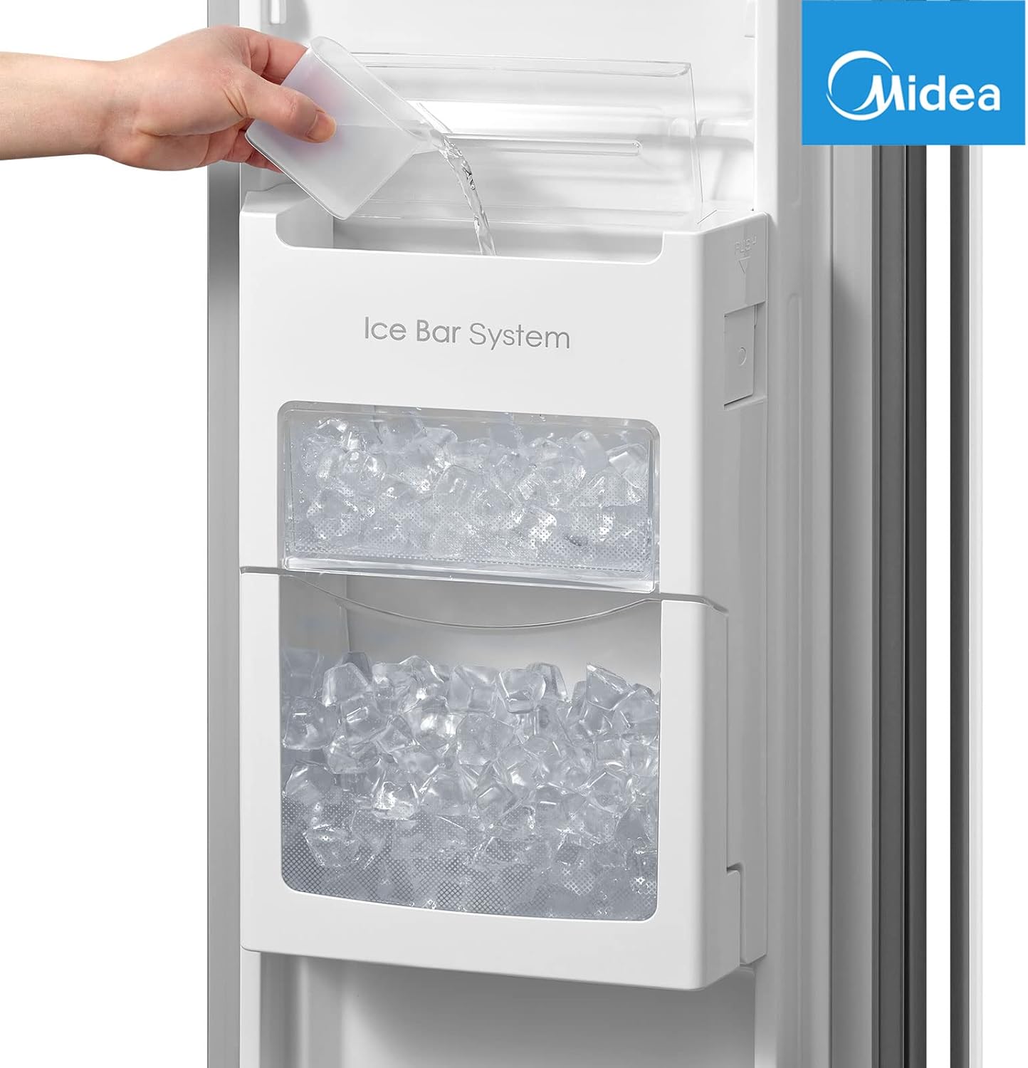 Midea Side-by-Side Kühl-Gefrierkombination 532 L mit Indoor Ice Bar | No Frost, Inverter Kompressor, 256 kWh/Jahr | Twin Control & SuperCool | 176,5 cm hoch | MERS530FGD02