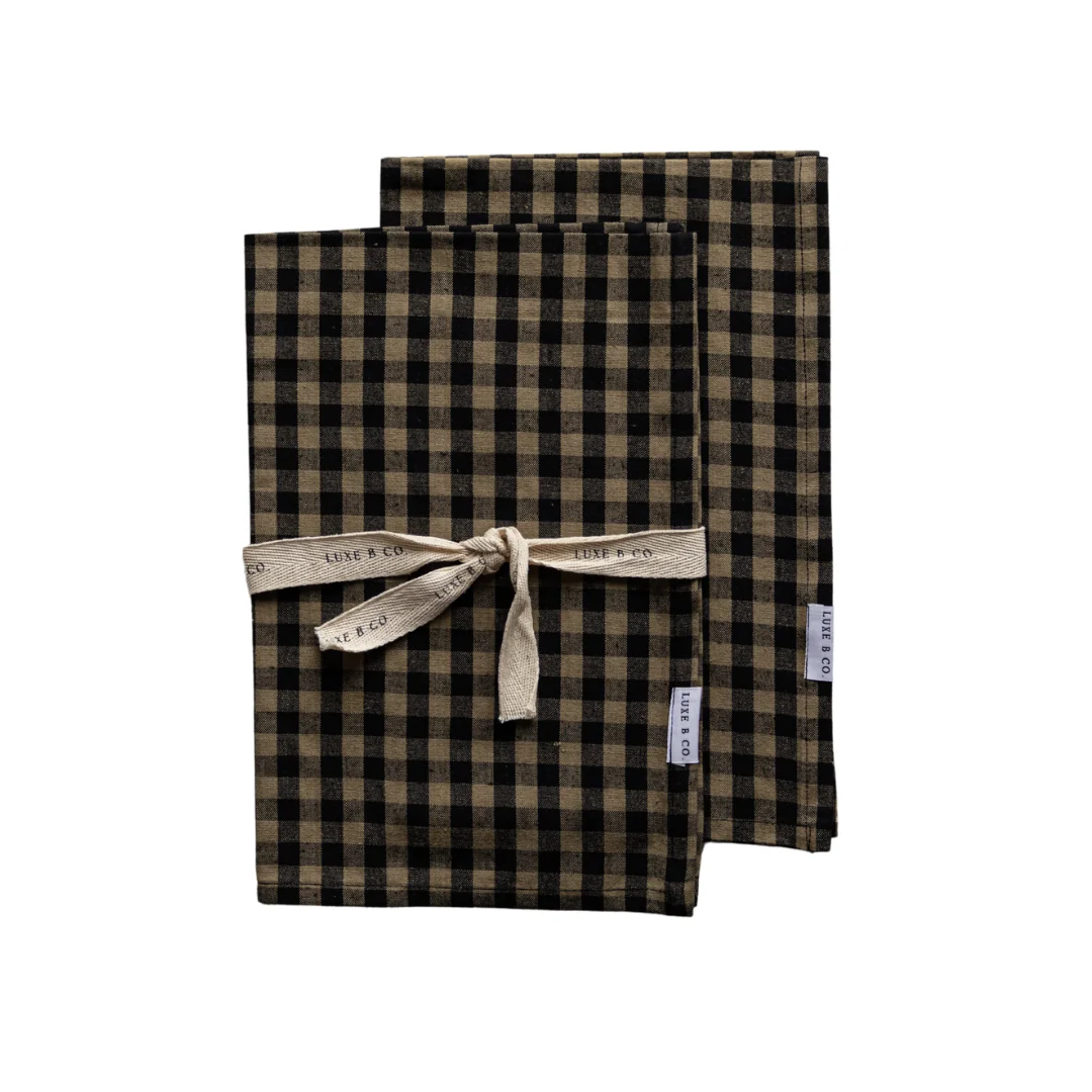 Olive Green Gingham Kitchen Dish Towel