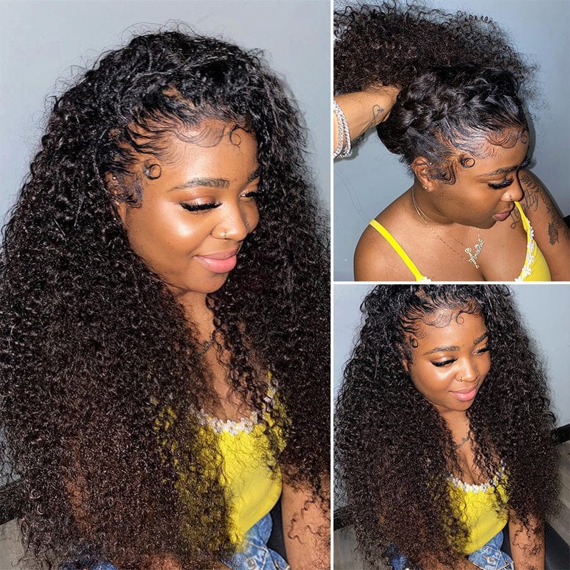 Skin Melt Lace Kinky Curly 360 Lace Frontal Human Hair Wig Preplucked with Baby Hair