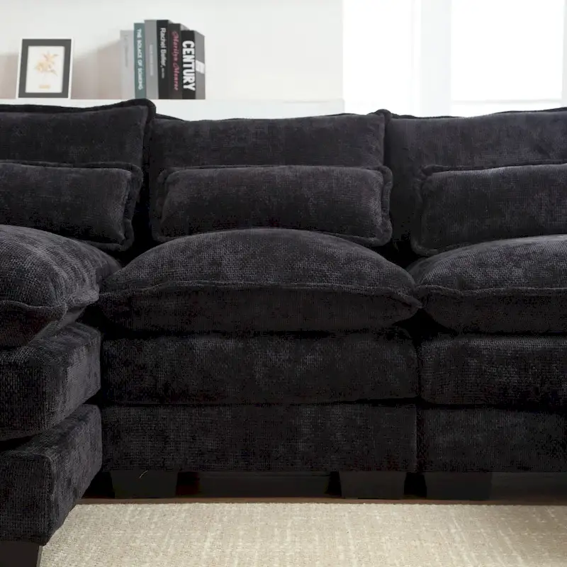 U-Shaped Chenille Sectional Sofa - Reversible Modular Seating