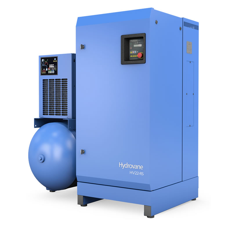 Hydrovane compressor 22kw,VSD 400v, 6-10 bar, 272L Ketel, met Ingebouwde Koeldroger,