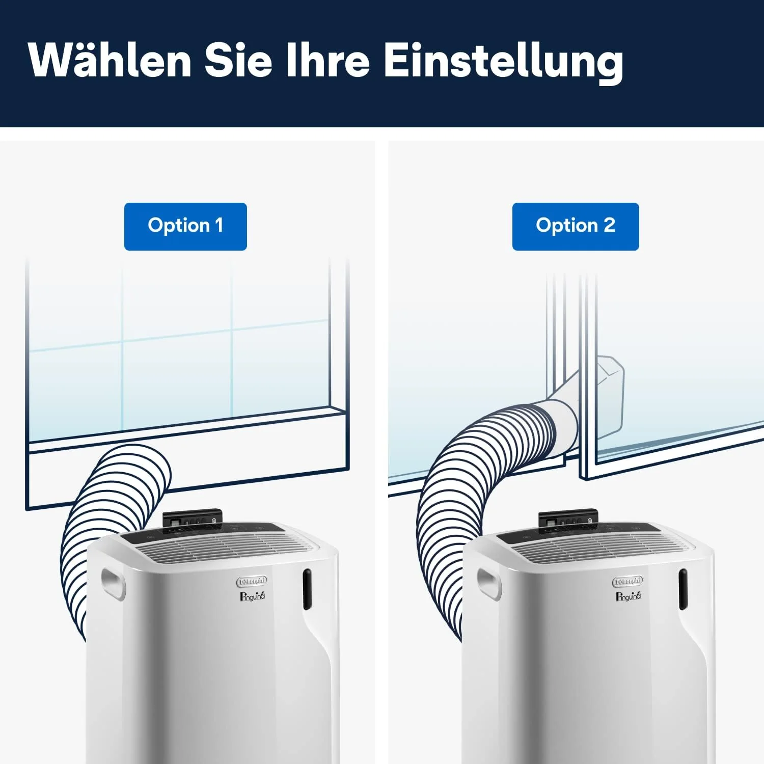 De'Longhi Pinguino PAC EM82, Condizionatore Portatile per ambienti fino a 80 m³, 9.400 BTU, 2,4 kW, 63 dB, Funzione Deumidificatore, Classe Energetica A, Timer 24h, Bianco