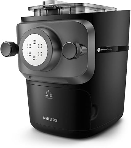 Philips Serie 7000 Macchina per la Pasta - Tecnologia ProExtrude, Pesatura Automatica, 8 Trafile, Impasto Perfetto, Facile da Pulire, Fino a 8 Porzioni, Nero (HR2665/93)