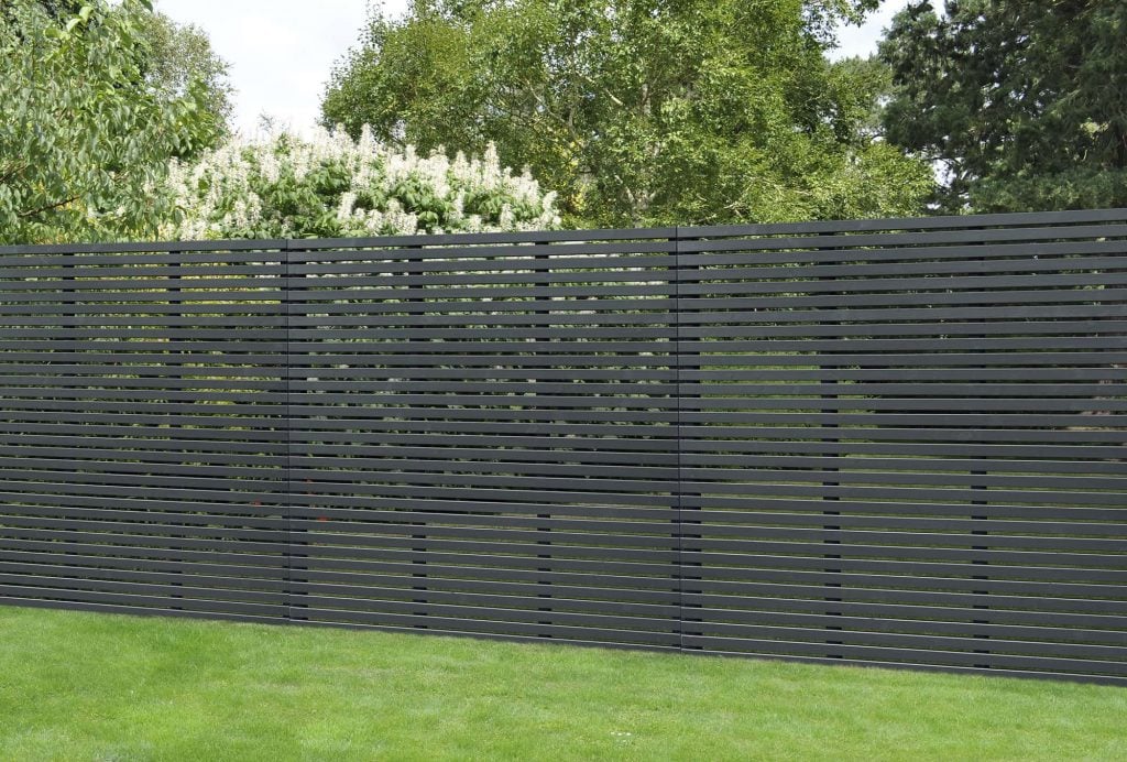 Forest Garden Contemporary Anthracite Grey Slatted Fence Panel – 1.8m x 1.81m
