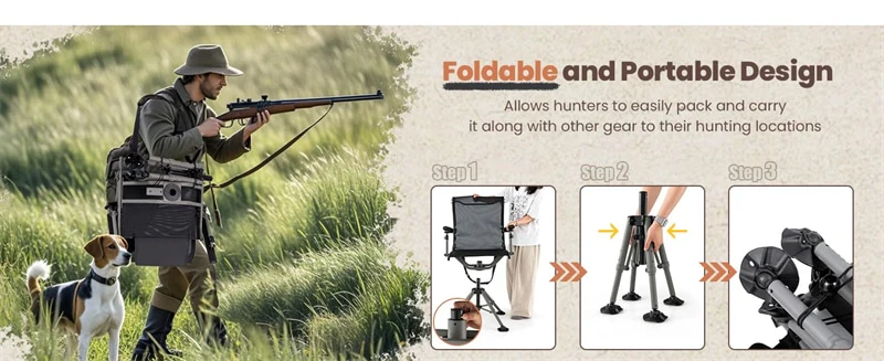Eletriclife 360�� Silent Swivel Blind Chair with Gun Rest Adjustable Folding Sniper Seat for Shooting