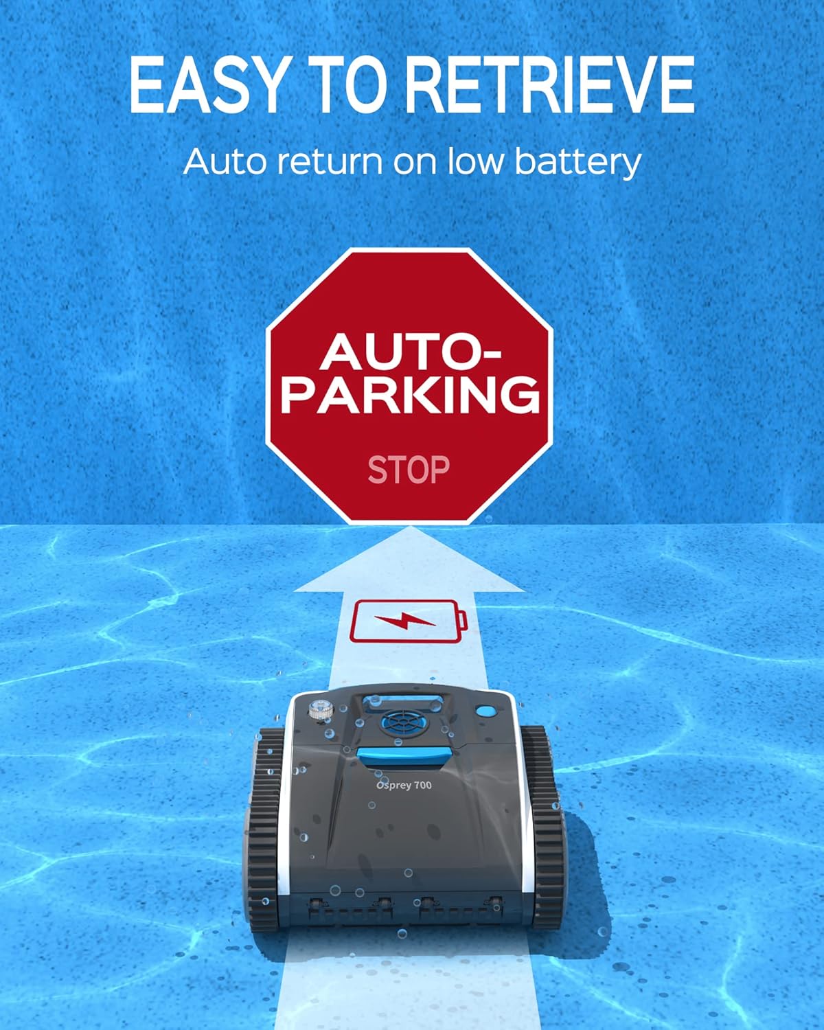 WYBOT Robot de Piscine sans Fil pour 110mins, Nettoyage Automatique du Sol, Ligne d'eau et des Murs, avec Planification D'itinéraire, Charge Rapide, pour Piscines Hors Sol ou Enterrées Jusqu'à 120 ㎡