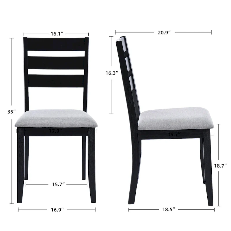 5-Piece Solid Wood 47L Dining Table Sets (1 Table+ 4 Slat Back Chairs)