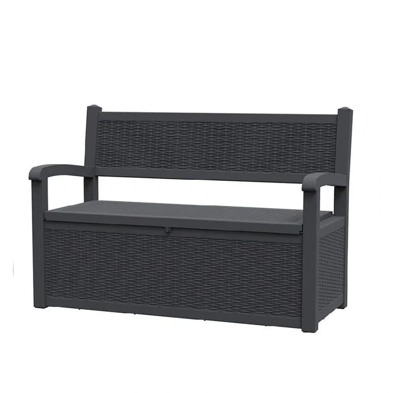 All-Weather Resin Storage Bench with Lockable Hidden Compartment - Rattan-Look Design, 500 lbs Capacity, 70-Gallon Storage