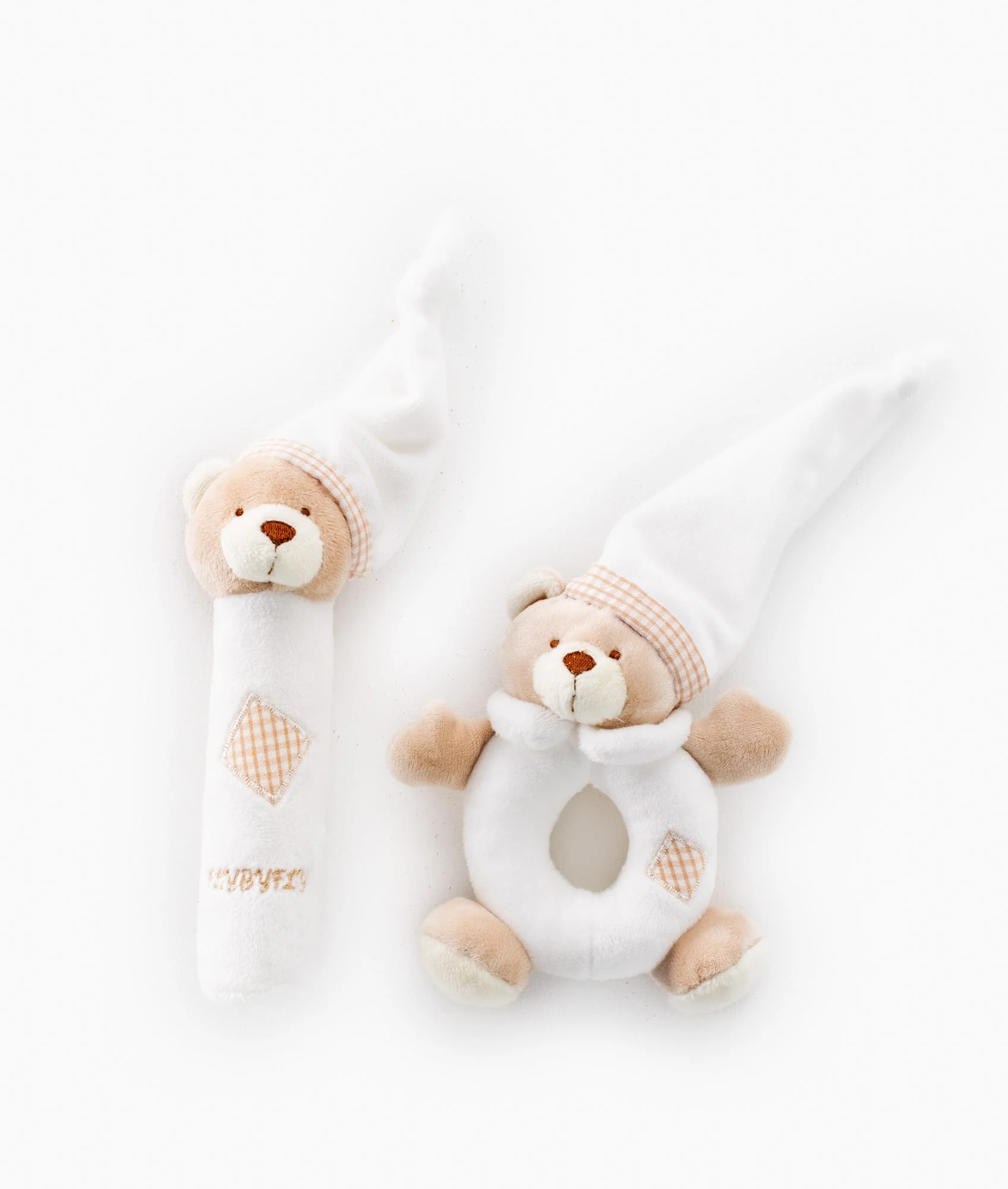 Bear Squeaker & Rattle Set | White & Beige
