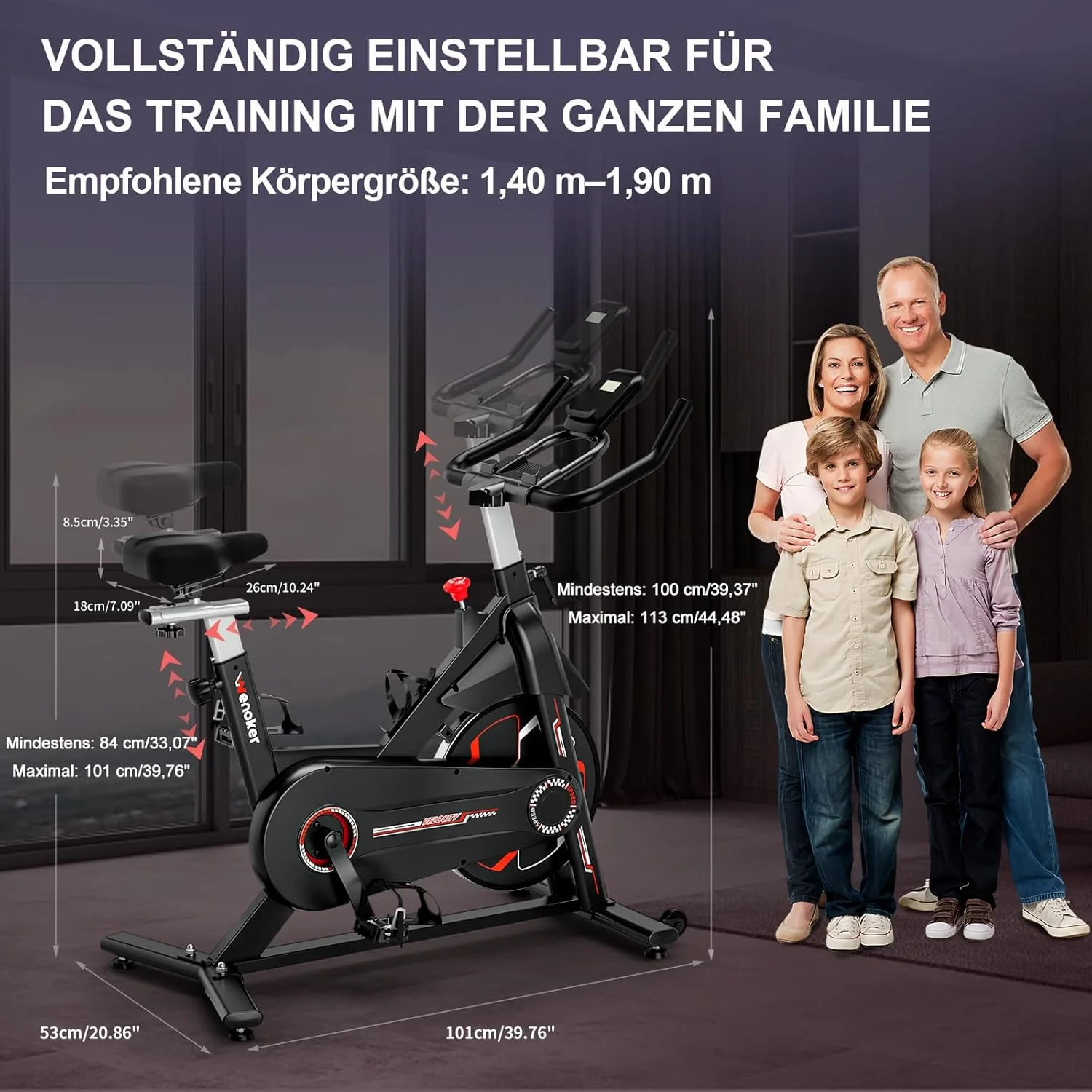 [Aggiornato 2025] Cyclette Wenoker, Bici stazionaria a resistenza magnetica per casa, Cyclette da interno silenziosa con volano pesante e monitor LCD migliorato, fino a 160 kg