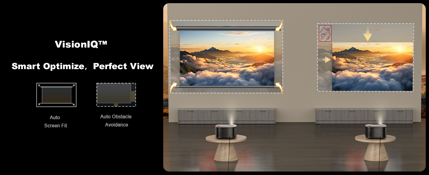 Projector ONO5Pro_Ceiling projector Auto Screen Fit and Obstacle Avoidance